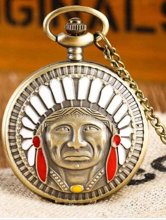 Other - New Native American Indian Chief pocket watch Choose Color Or Bronze